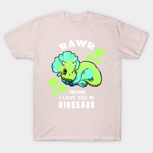 Rawr Means I Love You In Dinosaur Baby Triceratops Design T-Shirt